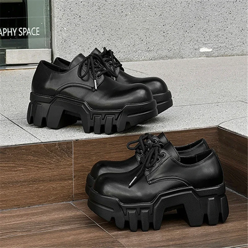 Retro Thick Bottom Platform Women Leather Shoes Increasing All Match Casual Derdy Shoes Luxury Designer Sneakers Hot Retro Thick Bottom Platform Women Leather Shoes Increasing All Match Casual Derdy Shoes Luxury Designer Sneakers Hot