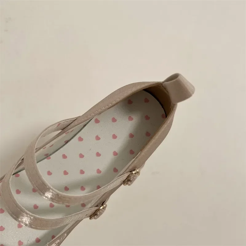 2025 Summer Fashion Mary Janes Women's High Heels Buckle Strap Party Pumps Women Bow Tie Shallow Chunky Heel Platform Shoes