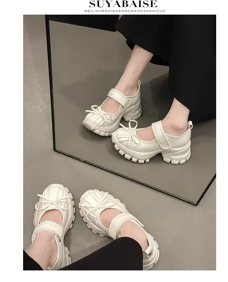 Women Casual Silver Platform Ballet Shoes Thick Sole Sneakers New Summer Fashion Single Shoes Woman Platform Mary Jane Pumps