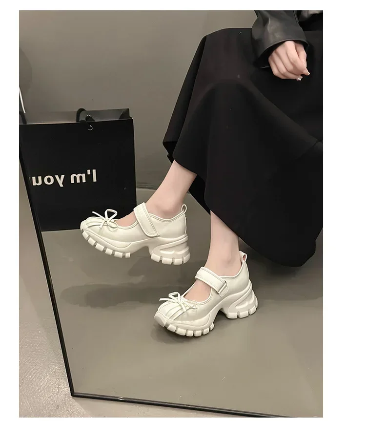 Women Casual Silver Platform Ballet Shoes Thick Sole Sneakers New Summer Fashion Single Shoes Woman Platform Mary Jane Pumps