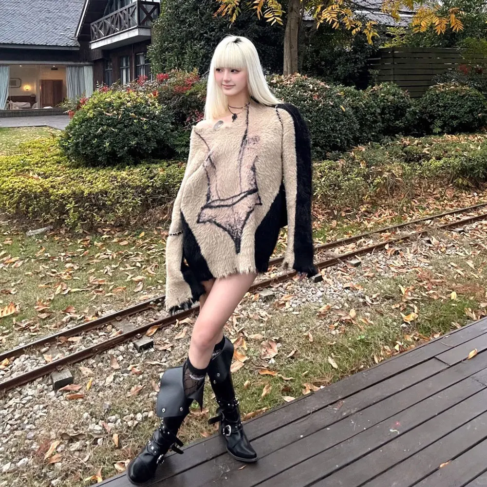 Wasteland Punk style Gothic Black Vintage Motorcycles Boots for Women Pointy Toe Rivets Western Boot Shoes