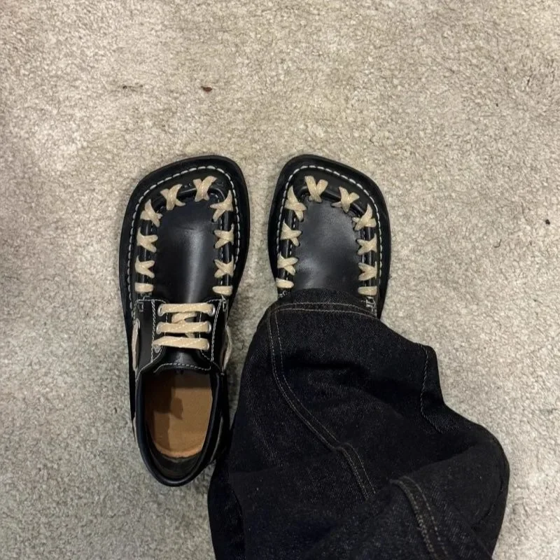 Flats Women Shoes Lace Up Leather Classic Shoes Designer Brand Sneakers 2025 Summer Fad Trend Retro Oxford Flats Women Shoes Lace Up Leather Classic Shoes Designer Brand Sneakers 2025 Summer Fad Trend Retro Oxford