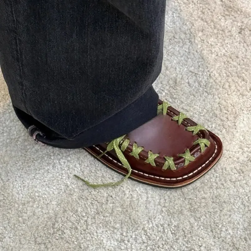 Flats Women Shoes Lace Up Leather Classic Shoes Designer Brand Sneakers 2025 Summer Fad Trend Retro Oxford