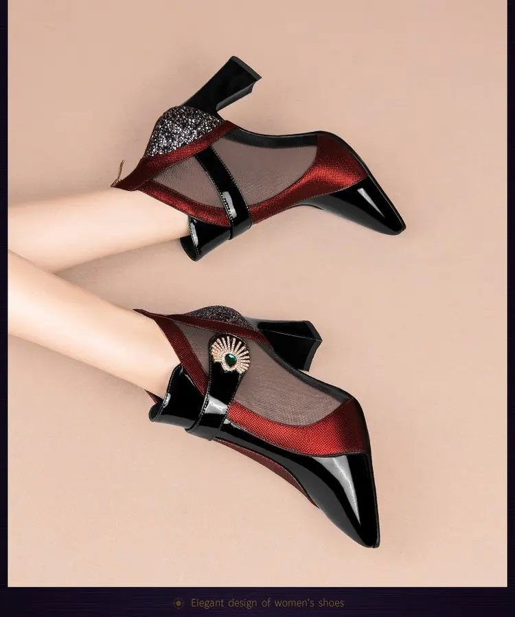 New Black High Heels Pointed Pumps Shoes Heel Sandal for Women Sexy Luxury Female Shoes Breathable Summer Heels Footwear