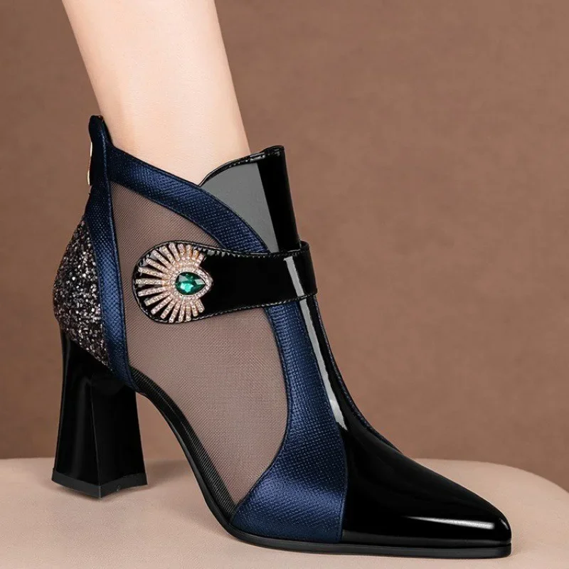 New Black High Heels Pointed Pumps Shoes Heel Sandal for Women Sexy Luxury Female Shoes Breathable Summer Heels Footwear