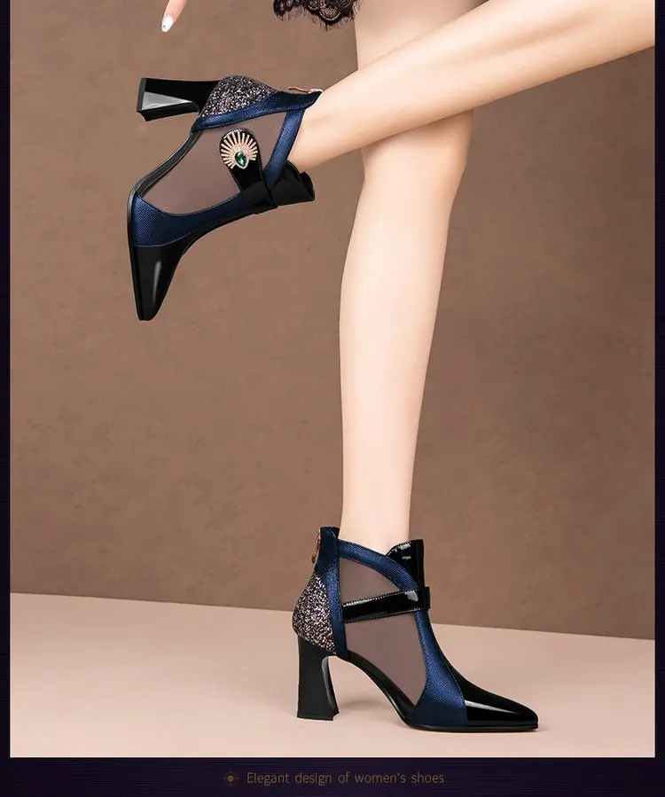New Black High Heels Pointed Pumps Shoes Heel Sandal for Women Sexy Luxury Female Shoes Breathable Summer Heels Footwear