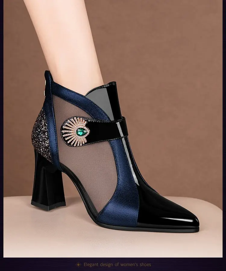 New Black High Heels Pointed Pumps Shoes Heel Sandal for Women Sexy Luxury Female Shoes Breathable Summer Heels Footwear