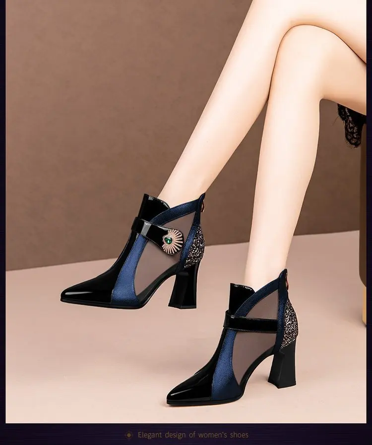 New Black High Heels Pointed Pumps Shoes Heel Sandal for Women Sexy Luxury Female Shoes Breathable Summer Heels Footwear