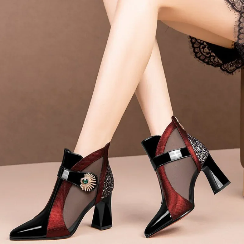 New Black High Heels Pointed Pumps Shoes Heel Sandal for Women Sexy Luxury Female Shoes Breathable Summer Heels Footwear