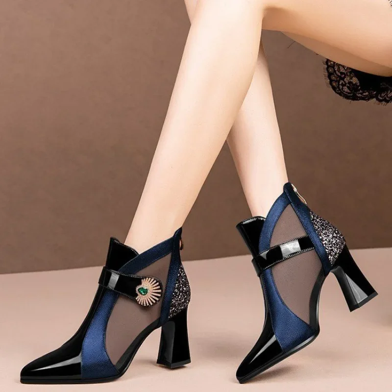 New Black High Heels Pointed Pumps Shoes Heel Sandal for Women Sexy Luxury Female Shoes Breathable Summer Heels Footwear