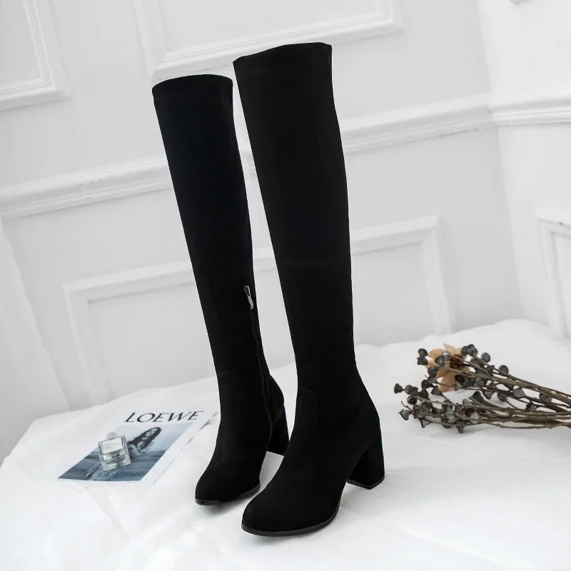 Faux Suede Boots Leopard Women Sexy Long Boots Over The Knee Thigh High Pointed Toe Chunky Heel Zipper Pull on 43 Faux Suede Boots Leopard Women Sexy Long Boots Over The Knee Thigh High Pointed Toe Chunky Heel Zipper Pull on 43