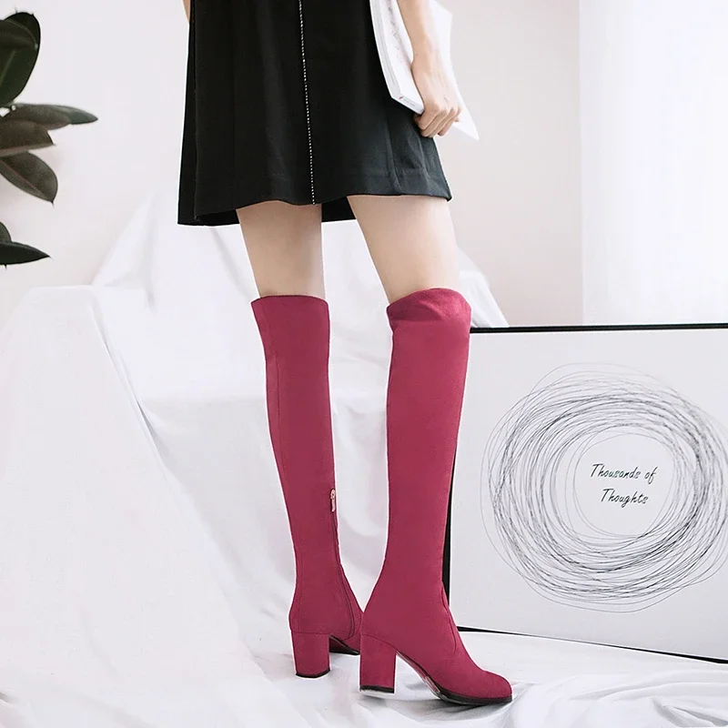 Faux Suede Boots Leopard Women Sexy Long Boots Over The Knee Thigh High Pointed Toe Chunky Heel Zipper Pull on 43 Faux Suede Boots Leopard Women Sexy Long Boots Over The Knee Thigh High Pointed Toe Chunky Heel Zipper Pull on 43