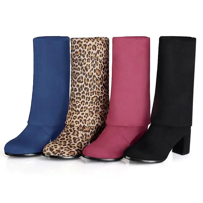 Faux Suede Boots Leopard Women Sexy Long Boots Over The Knee Thigh High Pointed Toe Chunky Heel Zipper Pull on 43 Faux Suede Boots Leopard Women Sexy Long Boots Over The Knee Thigh High Pointed Toe Chunky Heel Zipper Pull on 43