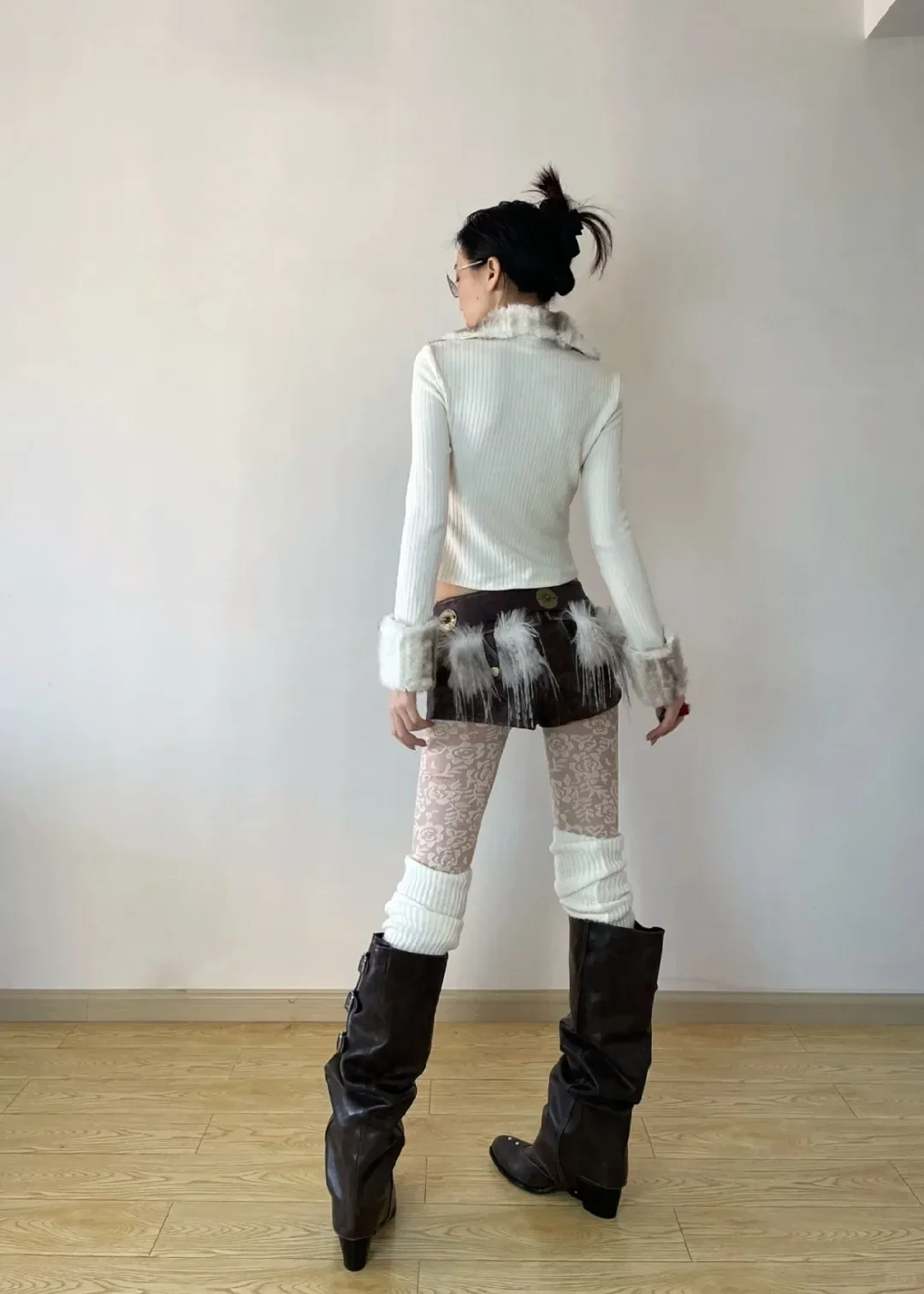 High Quality Y2k Style Vintage Detachable Boot Barrel Western Boots for Women Black Belt Straps Boot Shoes High Quality Y2k Style Vintage Detachable Boot Barrel Western Boots for Women Black Belt Straps Boot Shoes