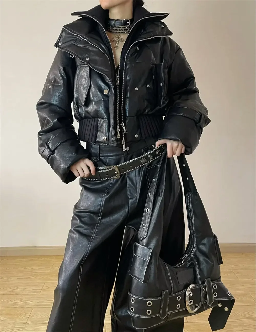 High Quality Y2k Style Vintage Detachable Boot Barrel Western Boots for Women Black Belt Straps Boot Shoes High Quality Y2k Style Vintage Detachable Boot Barrel Western Boots for Women Black Belt Straps Boot Shoes