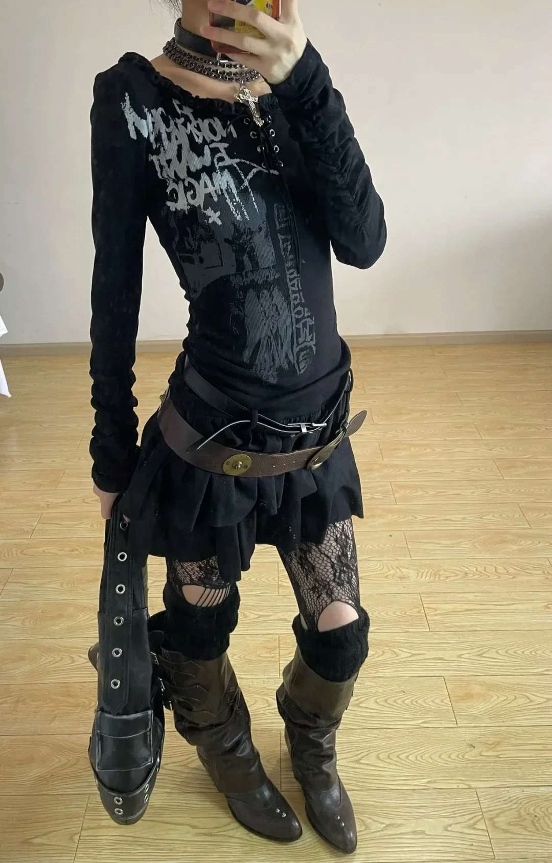 High Quality Y2k Style Vintage Detachable Boot Barrel Western Boots for Women Black Belt Straps Boot Shoes High Quality Y2k Style Vintage Detachable Boot Barrel Western Boots for Women Black Belt Straps Boot Shoes