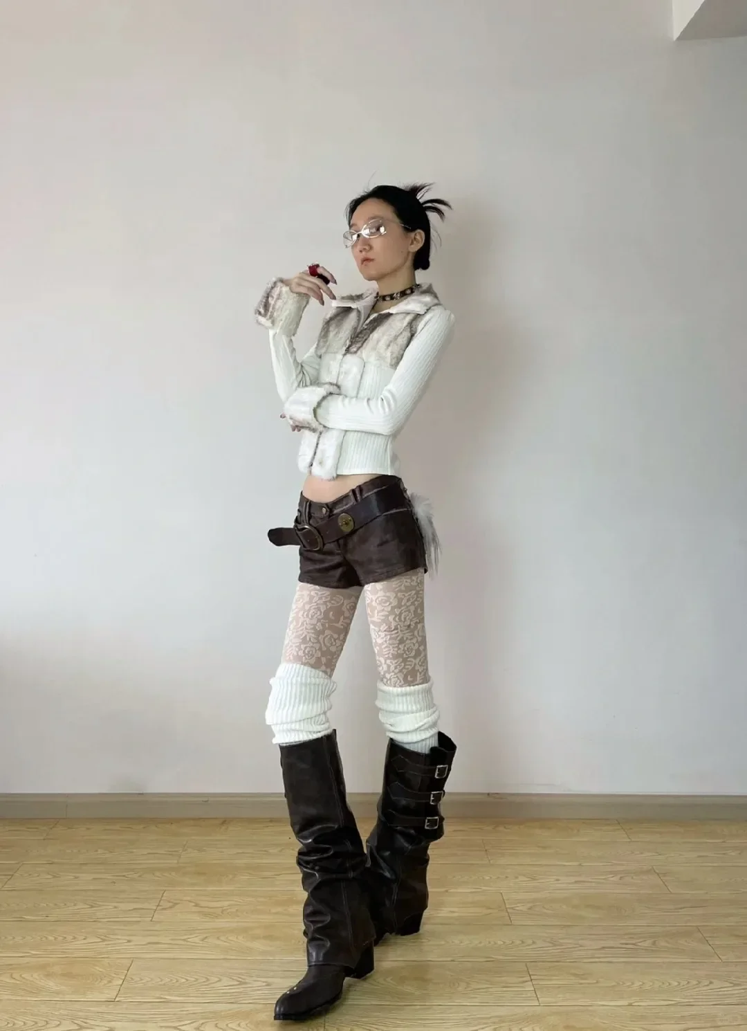 High Quality Y2k Style Vintage Detachable Boot Barrel Western Boots for Women Black Belt Straps Boot Shoes High Quality Y2k Style Vintage Detachable Boot Barrel Western Boots for Women Black Belt Straps Boot Shoes