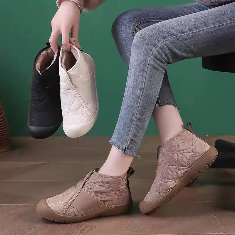 Simple Women Cotton Shoes Plush Warm Womens Snow Boots Lightweight Comfortable Women Casual Shoes in Winter Botines Para Mujeres