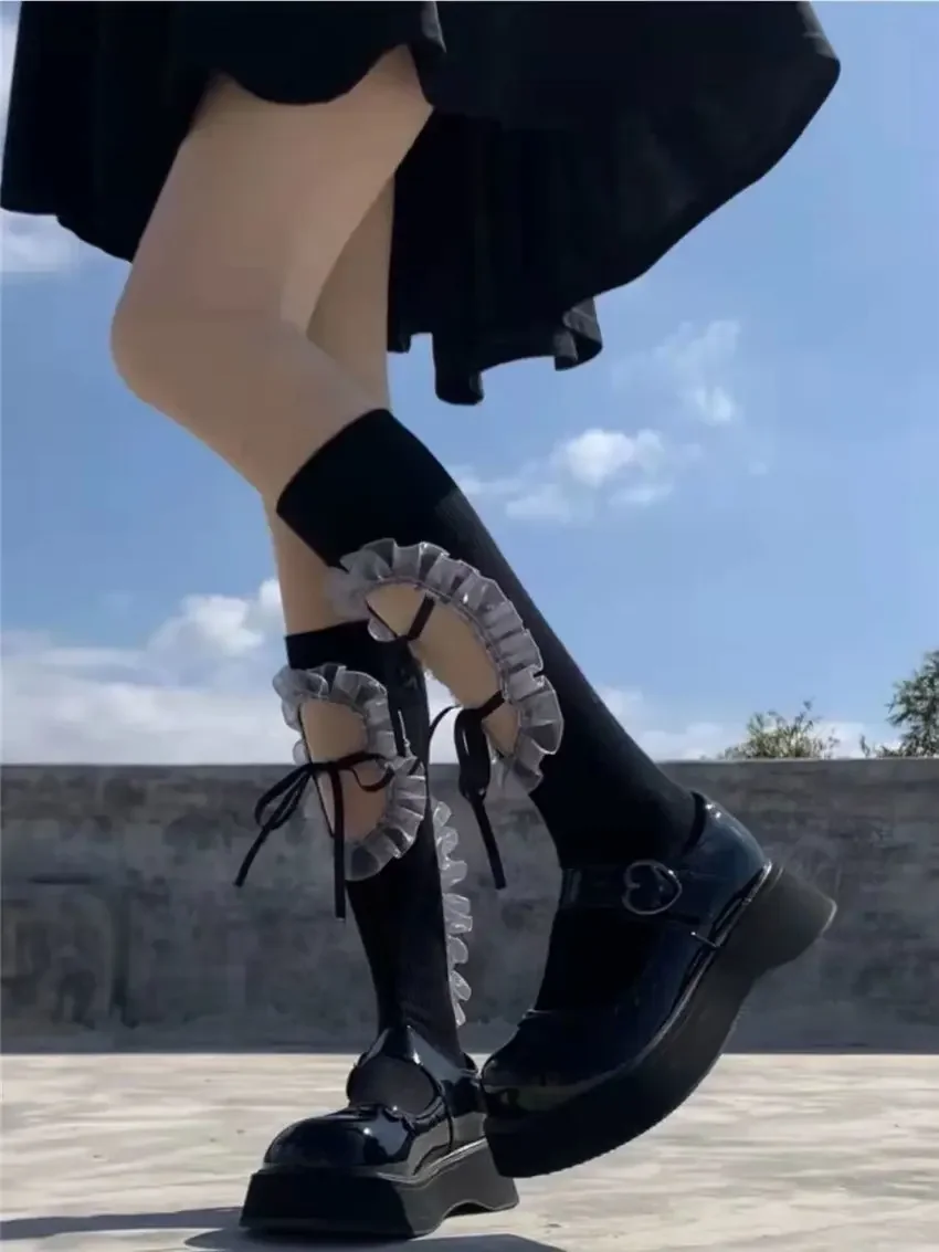 Beige Lolita Shoes Women Japanese Style Vintage Soft Leather Mary Janes Platform Shoes High Heels College Student Cosplay Shoes