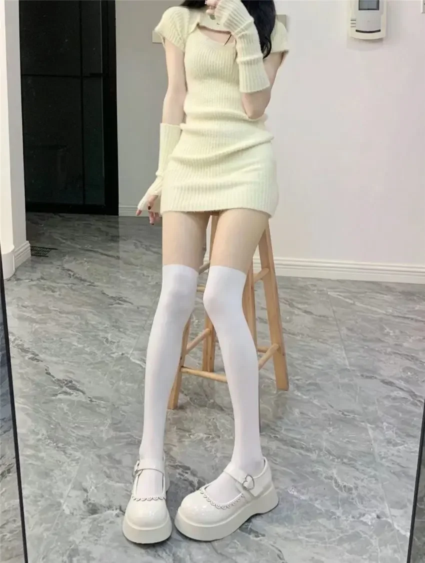 Beige Lolita Shoes Women Japanese Style Vintage Soft Leather Mary Janes Platform Shoes High Heels College Student Cosplay Shoes