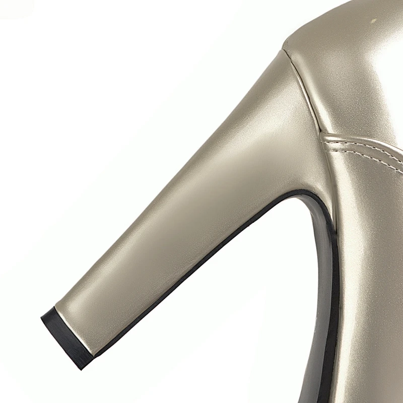 Women's Winter High Boots Shoes Platform Knee High Boot Patent Gold Silver Heeled Long Party Dance Shoes Lady Large Size 48