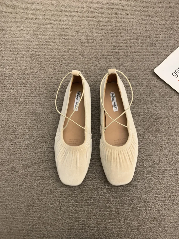 French Style Vintage Red Single Shoe Women's 2025 New Cross Strap Soft Bottom Ballet Dance Mary Sandals Rubber Mater