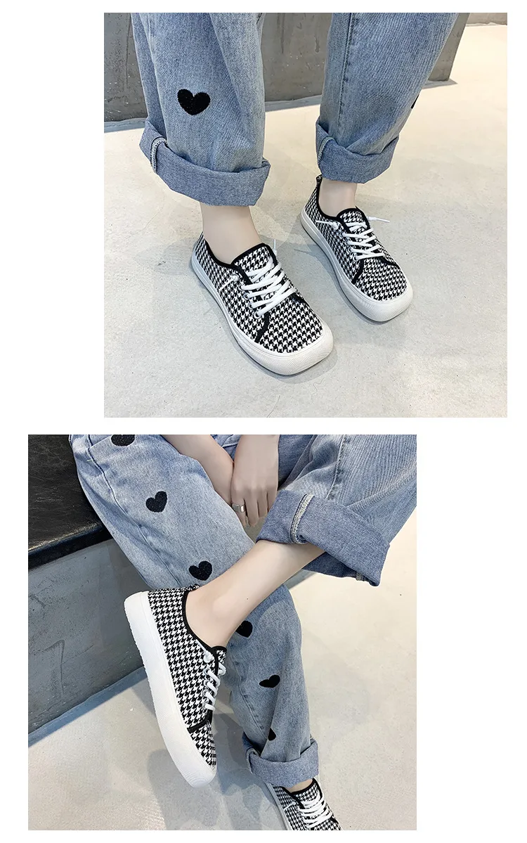 Platform Canvas Shoes for Women New Square Toe Laces Korean Fashion Sneakers Plaid Leopard Print Student Single-Layer Shoes Platform Canvas Shoes for Women New Square Toe Laces Korean Fashion Sneakers Plaid Leopard Print Student Single-Layer Shoes