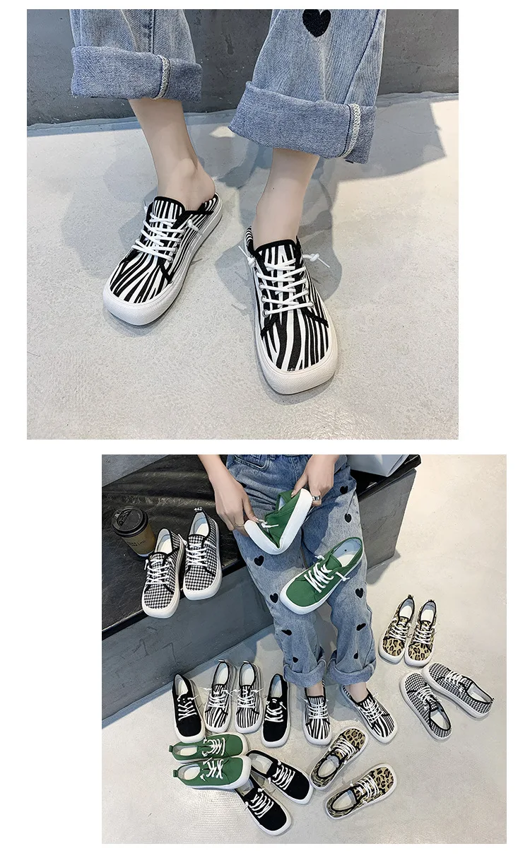 Platform Canvas Shoes for Women New Square Toe Laces Korean Fashion Sneakers Plaid Leopard Print Student Single-Layer Shoes Platform Canvas Shoes for Women New Square Toe Laces Korean Fashion Sneakers Plaid Leopard Print Student Single-Layer Shoes
