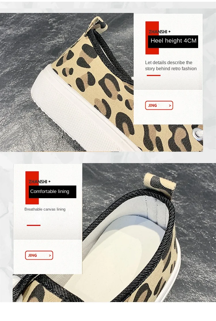 Platform Canvas Shoes for Women New Square Toe Laces Korean Fashion Sneakers Plaid Leopard Print Student Single-Layer Shoes Platform Canvas Shoes for Women New Square Toe Laces Korean Fashion Sneakers Plaid Leopard Print Student Single-Layer Shoes