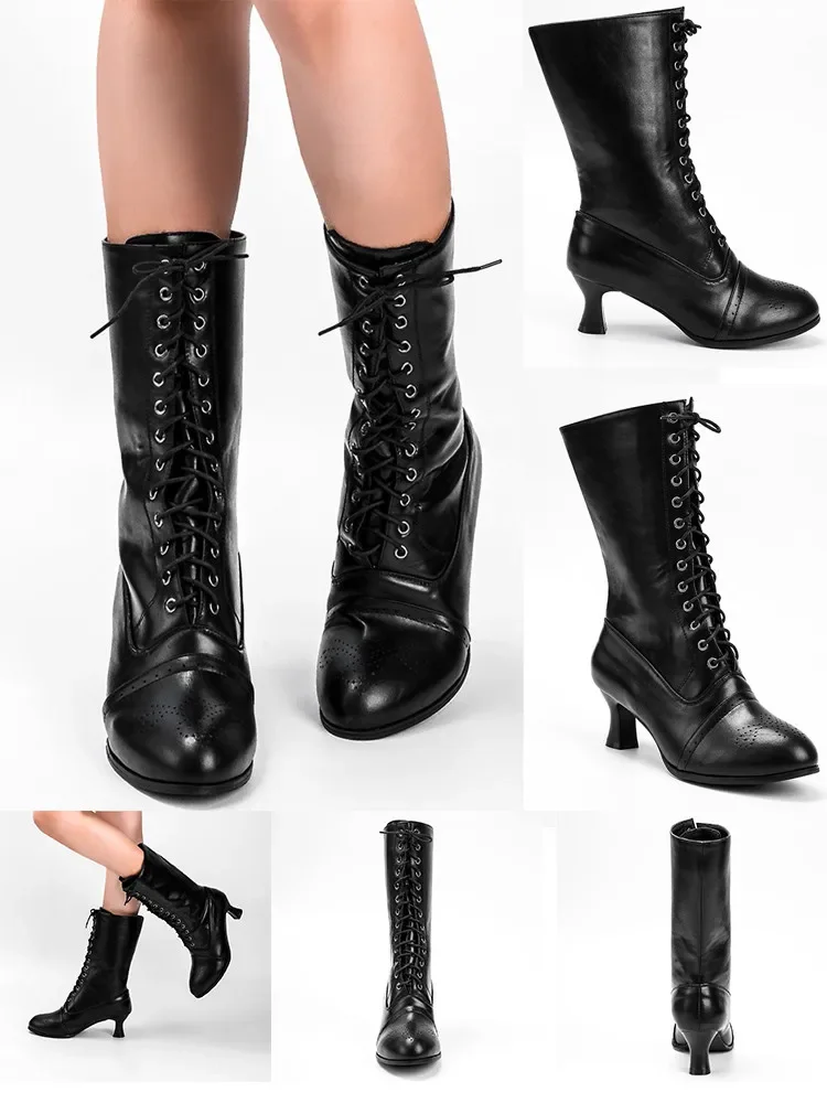 Elegant Boots High Heels Ankle  Women Lace Up Pointed Toe Boots Autumn Winter Boots Party Casual Shoes Female