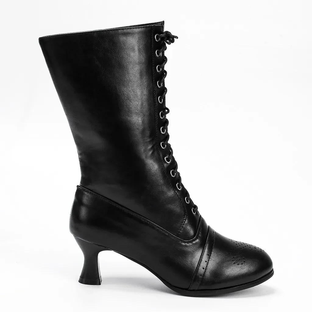 Elegant Boots High Heels Ankle  Women Lace Up Pointed Toe Boots Autumn Winter Boots Party Casual Shoes Female