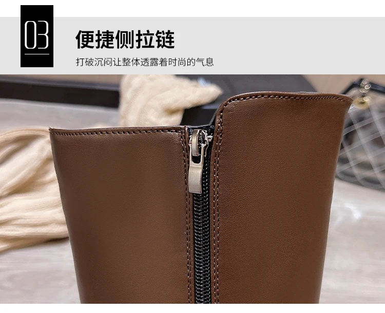 2023 New Winter Women's Knee-High Riding Equestrian Boots Leather Platform Shoes Woman Long Boots Office Lady Footwear Botas