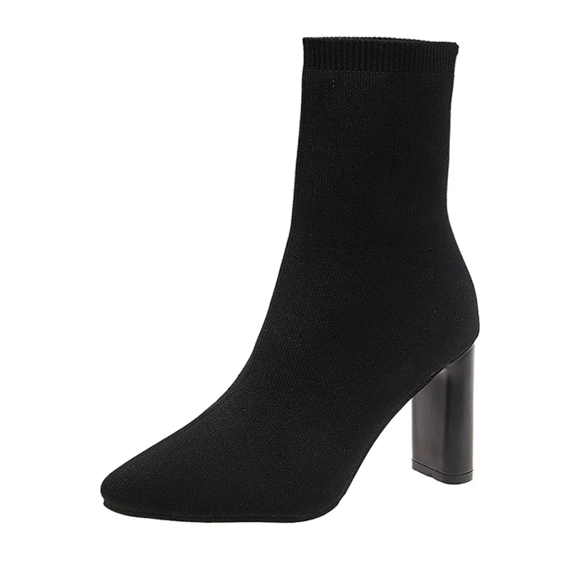 Simple Fashion Stretch Socks Boots Women’s High Heels Shoes Knit Socks Boots Skinny Women Pointed Autumn and Winter Bare Boots Simple Fashion Stretch Socks Boots Women's High Heels Shoes Knit Socks Boots Skinny Women Pointed Autumn and Winter Bare Boots