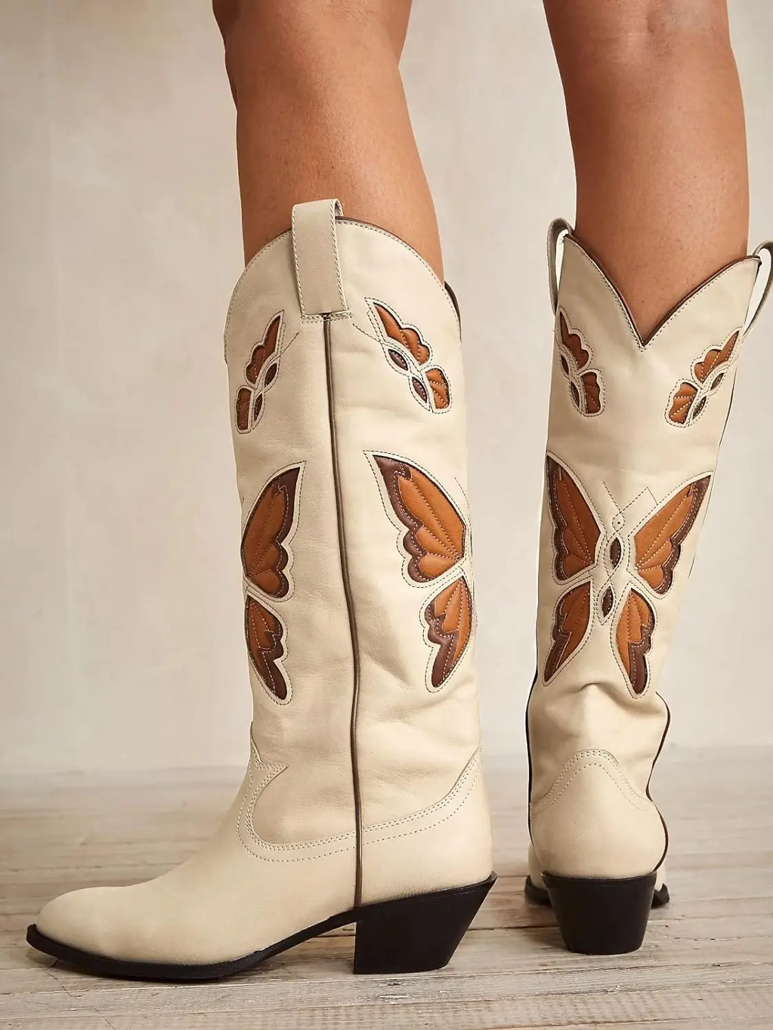 2025 Brand New Big size 43 Red Butterfly Cowboy Boots for Women Black Vintage Slip On Cowgirls Knee High Boots Shoes 2025 Brand New Big size 43 Red Butterfly Cowboy Boots for Women Black Vintage Slip On Cowgirls Knee High Boots Shoes