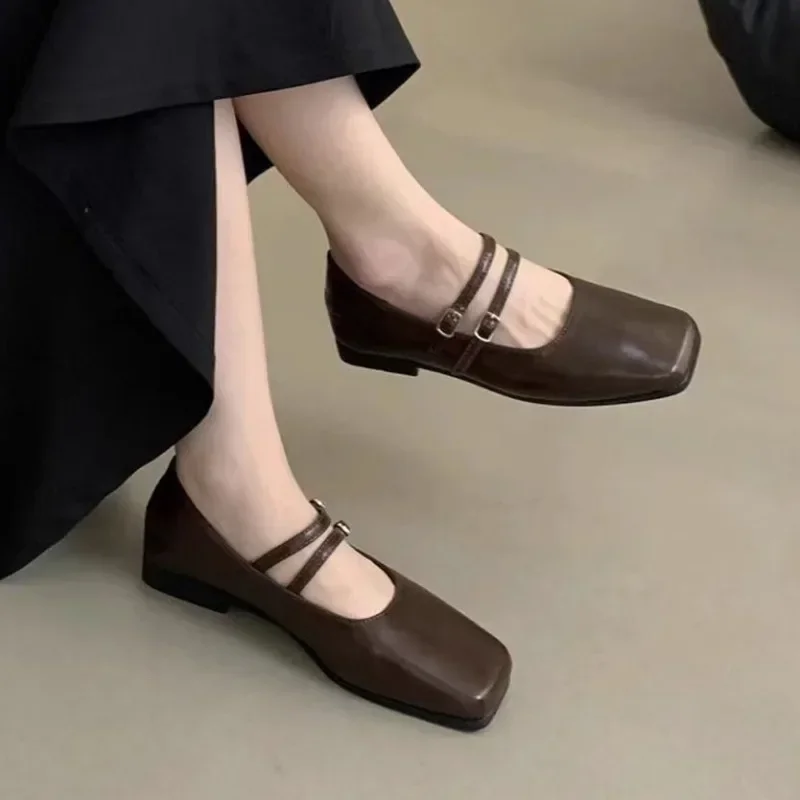 Shoes for Women Fashion One-word Buckle Women’s Flats Spring Square Toe Solid Shallow Mouth Dress Daily Mary Jane Shoes Shoes for Women Fashion One-word Buckle Women's Flats Spring Square Toe Solid Shallow Mouth Dress Daily Mary Jane Shoes