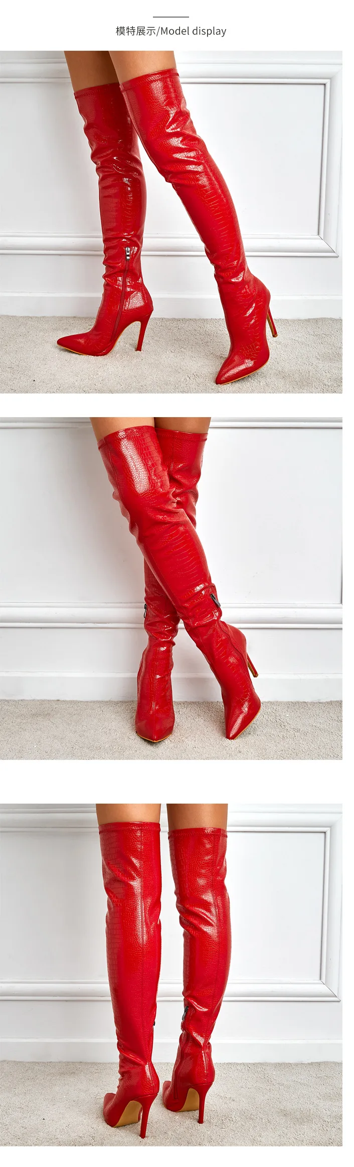 NEW Fashion Striped 11CM Thin Heels Ladies Boots 2023 Spring Sexy Over-the-Knee Side Zipper Slip-On Pointed Toe Botas Shoes NEW Fashion Striped 11CM Thin Heels Ladies Boots 2023 Spring Sexy Over-the-Knee Side Zipper Slip-On Pointed Toe Botas Shoes