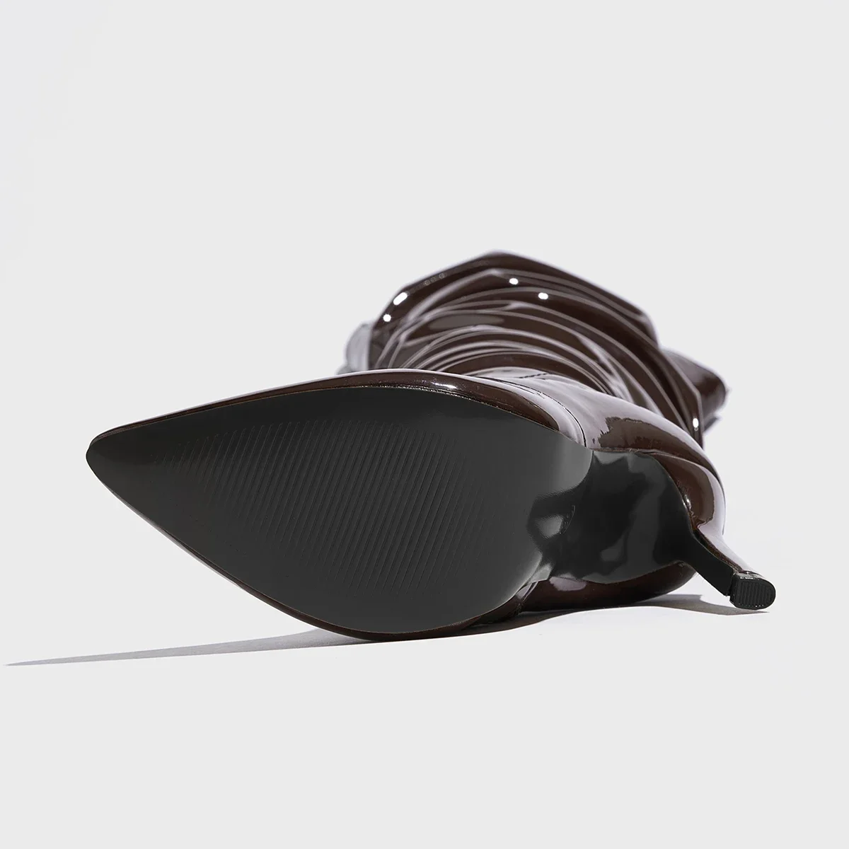 Sharp Pointed Patent Leather Fashionable Women's Boots Model Walking High Heels Boots Brown High Top Knee Size Sharp Pointed Patent Leather Fashionable Women's Boots Model Walking High Heels Boots Brown High Top Knee Size