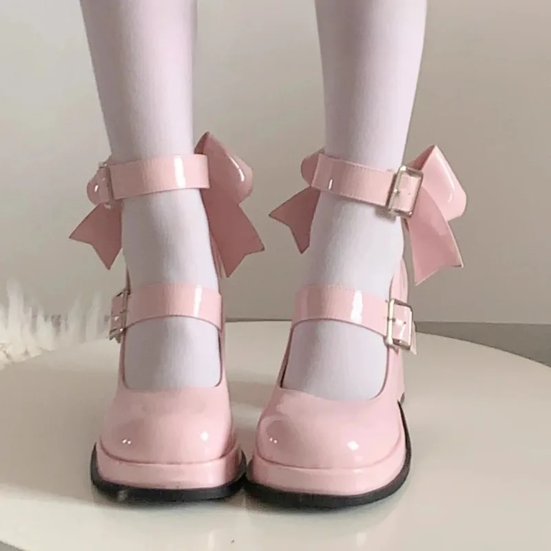 Lolita Shoes Pink Kawaii Shoes Leather Bow Platform Mary Jane Single Shoes Womens Sweet High Heels Japanese Original Pumps Lolita Shoes Pink Kawaii Shoes Leather Bow Platform Mary Jane Single Shoes Womens Sweet High Heels Japanese Original Pumps