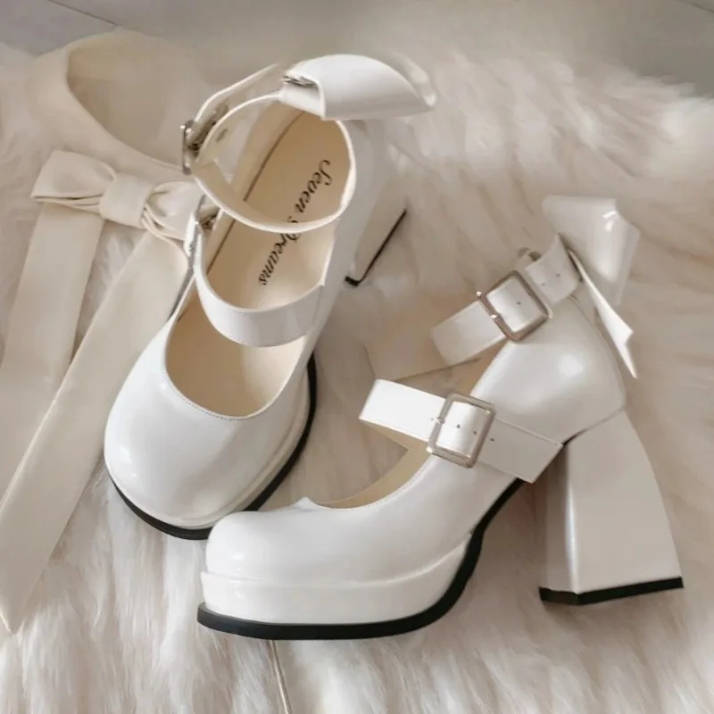 Lolita Shoes Pink Kawaii Shoes Leather Bow Platform Mary Jane Single Shoes Womens Sweet High Heels Japanese Original Pumps Lolita Shoes Pink Kawaii Shoes Leather Bow Platform Mary Jane Single Shoes Womens Sweet High Heels Japanese Original Pumps