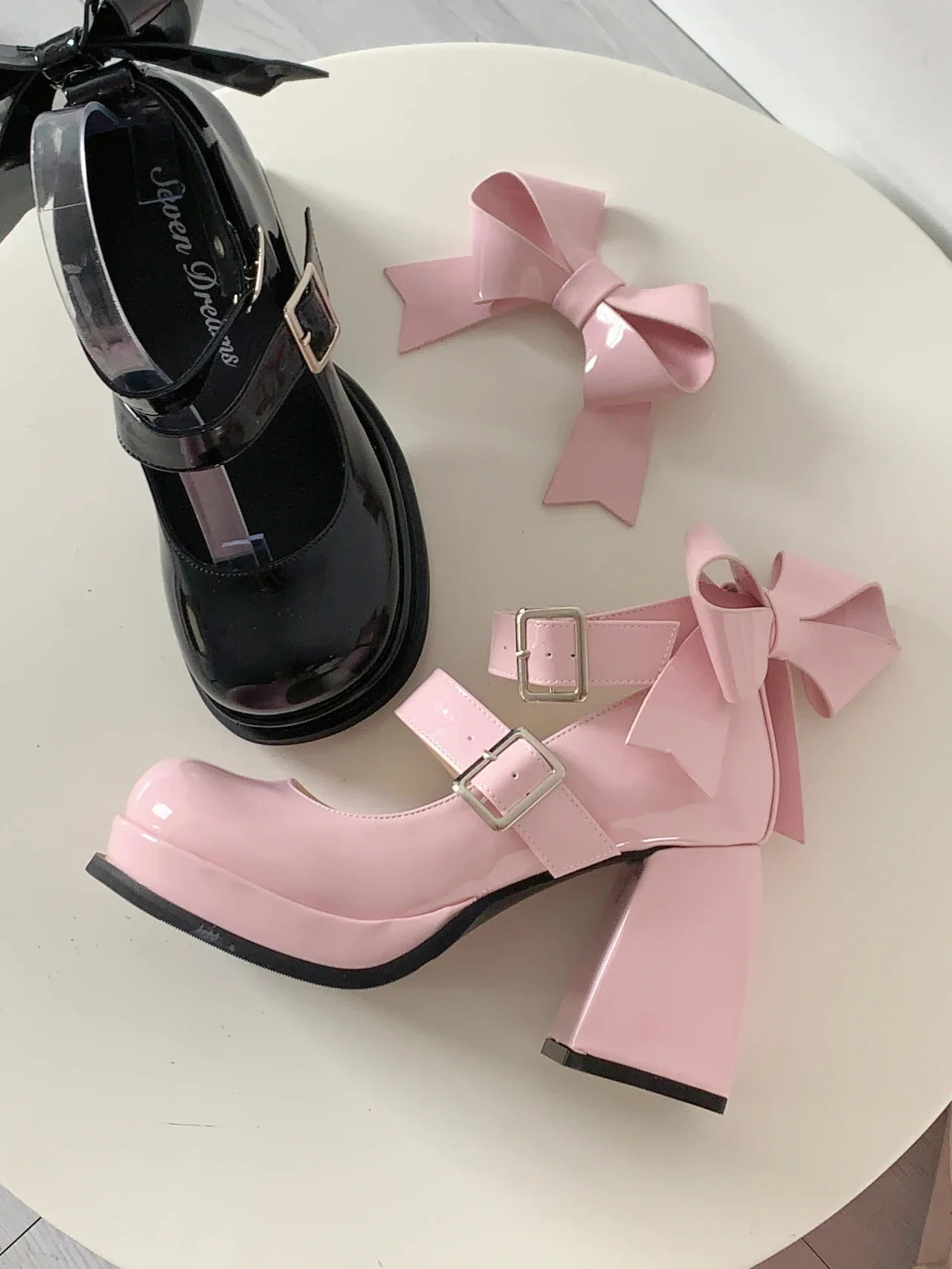 Lolita Shoes Pink Kawaii Shoes Leather Bow Platform Mary Jane Single Shoes Womens Sweet High Heels Japanese Original Pumps Lolita Shoes Pink Kawaii Shoes Leather Bow Platform Mary Jane Single Shoes Womens Sweet High Heels Japanese Original Pumps