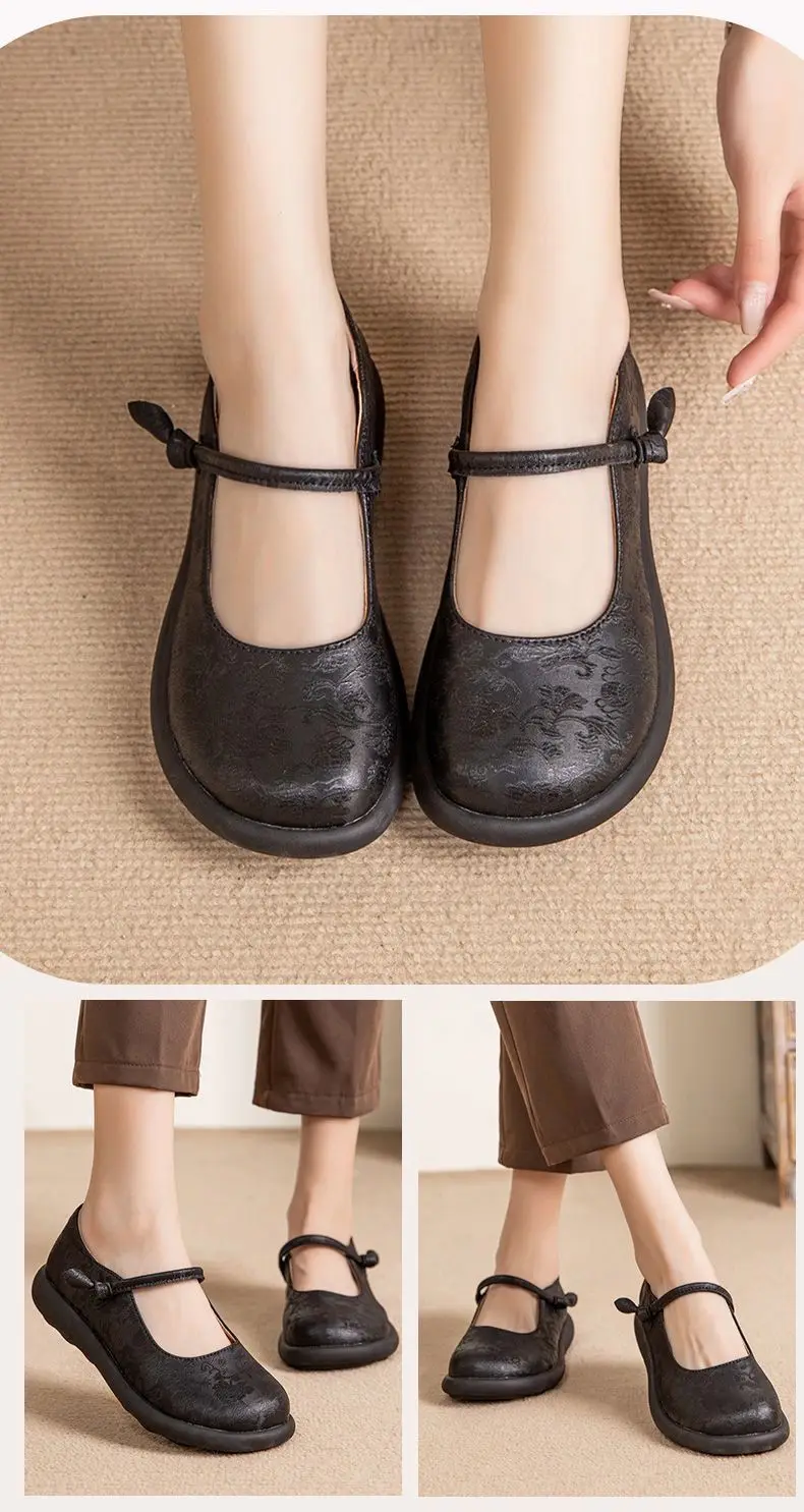 Mary Jane Flats Women's Wide Toe Shoes Ladies Soft Loafers Split Leather Shallow Shoes Mom Nurse Flats Woman Moccasin Mary Jane Flats Women's Wide Toe Shoes Ladies Soft Loafers Split Leather Shallow Shoes Mom Nurse Flats Woman Moccasin