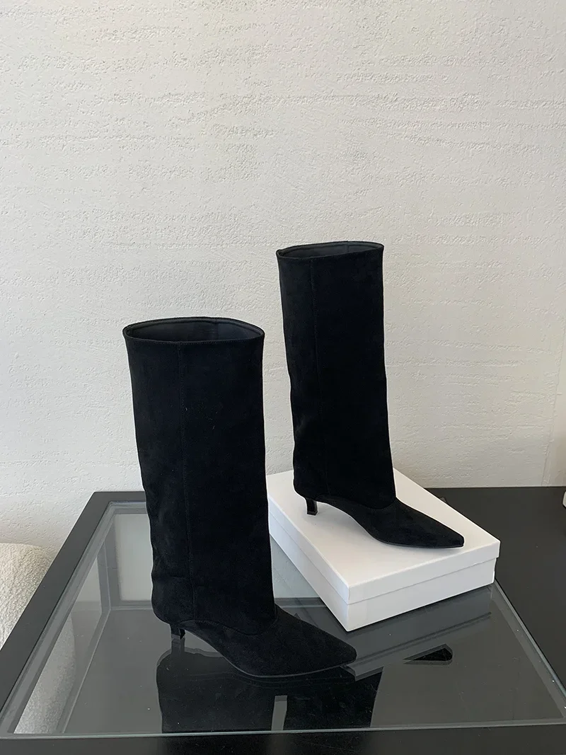 Liyke Autumn Winter Sexy Women Knee-High Boots Street Style Pointed Toe Thin Low Heels Cowboy Ladies Shoes Long Botas De Mujer