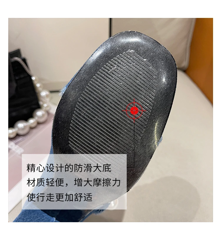 Round Toe High Heel Sandals Women Denim Cloth Pearl Metal Chain Decor Single Shoes Slingback Pumps Spring Retro Party blue Shoes Round Toe High Heel Sandals Women Denim Cloth Pearl Metal Chain Decor Single Shoes Slingback Pumps Spring Retro Party blue Shoes