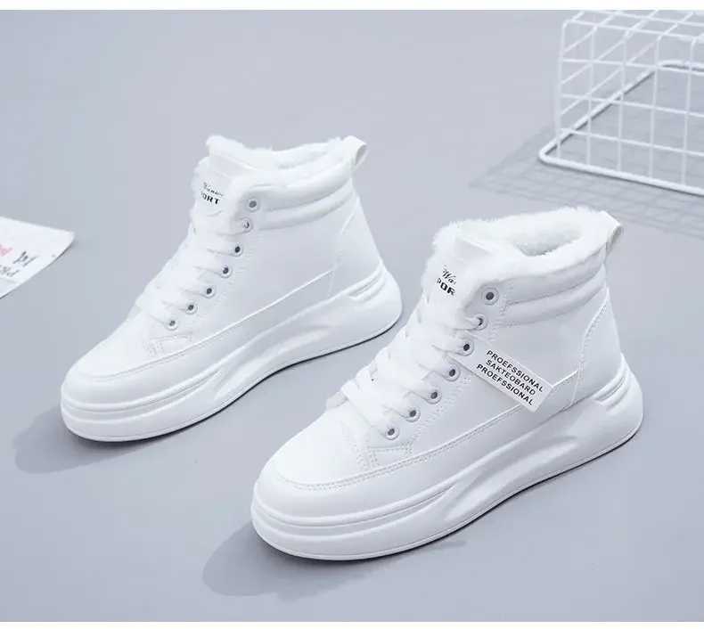 Winter Women Shoes Warm Fur Plush Lady Casual Shoes Lace Up Fashion Sneakers Platform Snow Boots Big Size