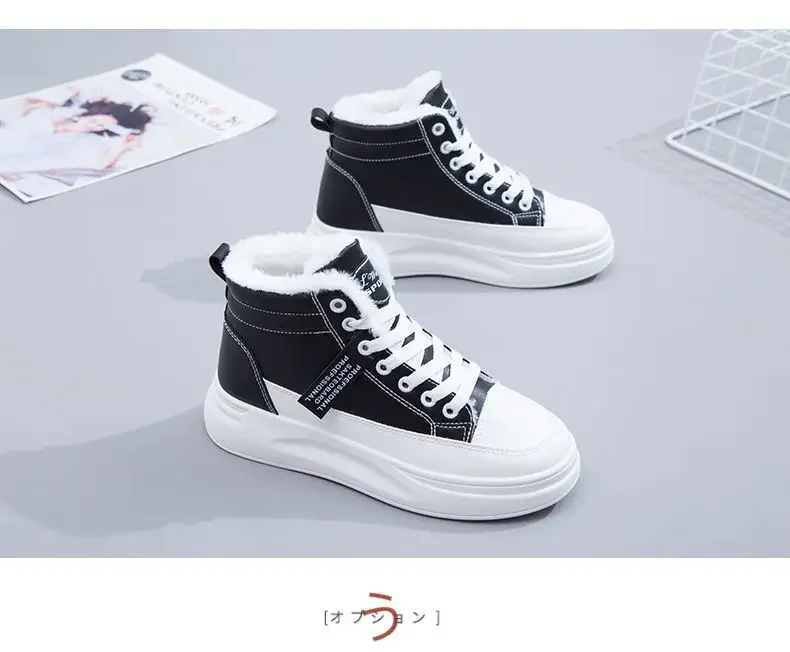 Winter Women Shoes Warm Fur Plush Lady Casual Shoes Lace Up Fashion Sneakers Platform Snow Boots Big Size