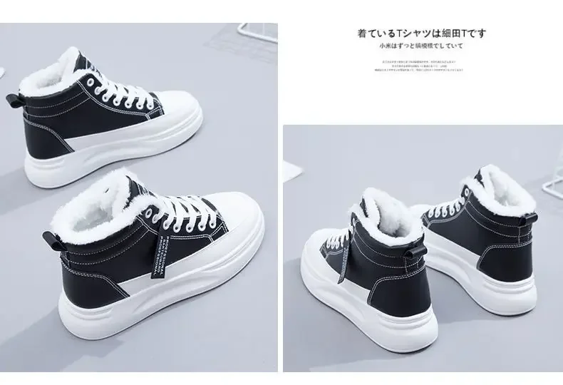 Winter Women Shoes Warm Fur Plush Lady Casual Shoes Lace Up Fashion Sneakers Platform Snow Boots Big Size