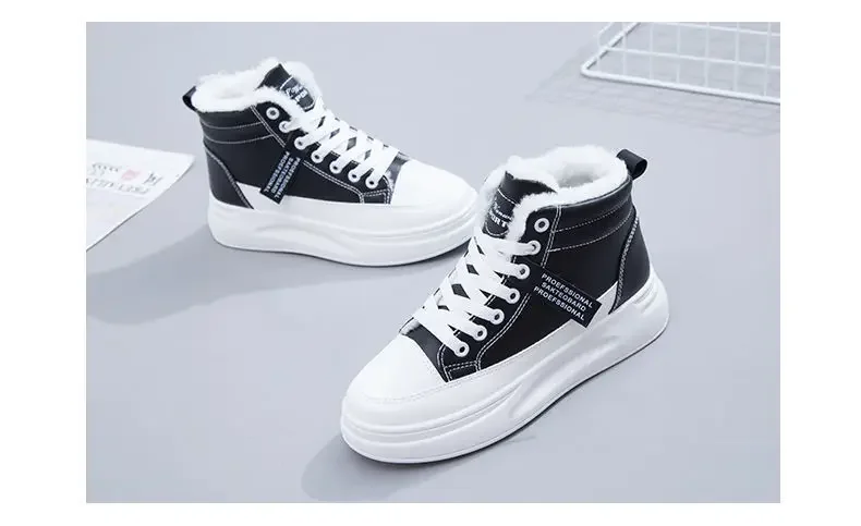 Winter Women Shoes Warm Fur Plush Lady Casual Shoes Lace Up Fashion Sneakers Platform Snow Boots Big Size
