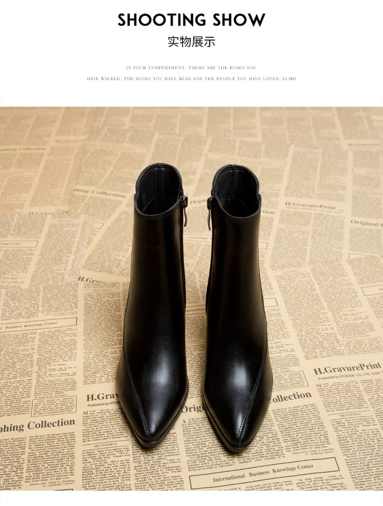 Spring and Autumn New British Style Thin and Thin Women's Boots Pointed Toe Thin Side Zipper Black Nude Boots Women Spring and Autumn New British Style Thin and Thin Women's Boots Pointed Toe Thin Side Zipper Black Nude Boots Women
