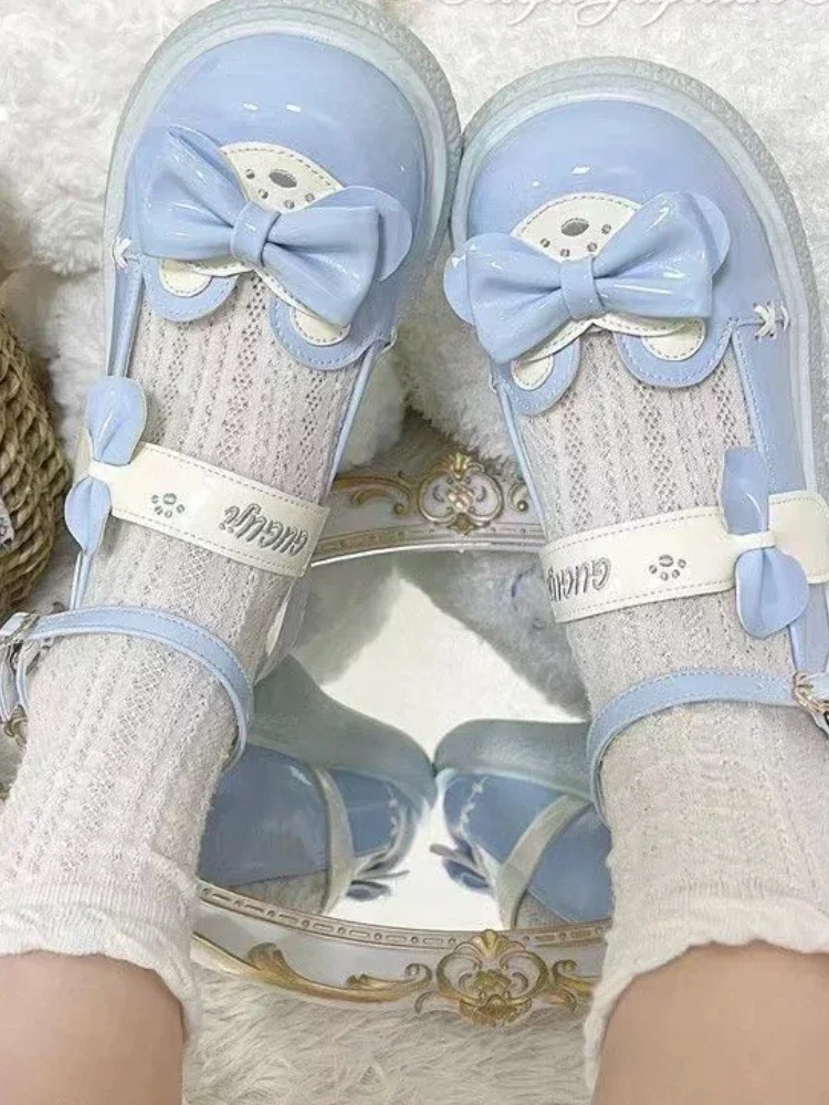 Japanese Bow Design Mary Jane Shoes Women Summer Sweet Small Leather Shoes Female Cute Round Head Lolita Thick Sole Shoes Japanese Bow Design Mary Jane Shoes Women Summer Sweet Small Leather Shoes Female Cute Round Head Lolita Thick Sole Shoes