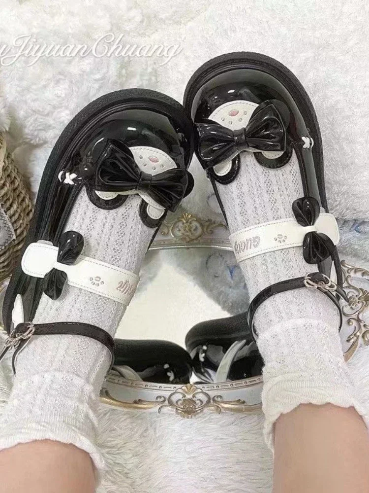 Japanese Bow Design Mary Jane Shoes Women Summer Sweet Small Leather Shoes Female Cute Round Head Lolita Thick Sole Shoes Japanese Bow Design Mary Jane Shoes Women Summer Sweet Small Leather Shoes Female Cute Round Head Lolita Thick Sole Shoes